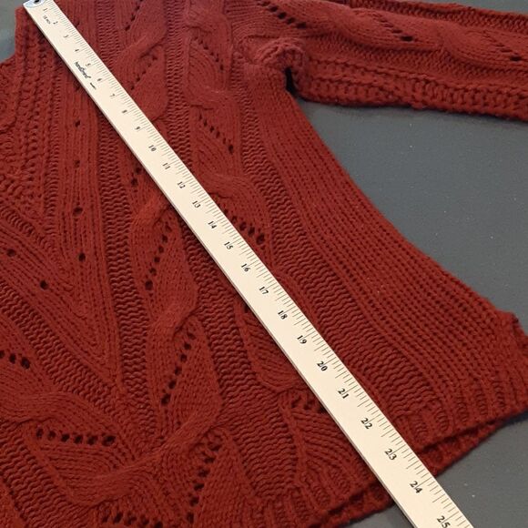 Poof Apparel Indian Red Crochet Sweater - Picture 6 of 6